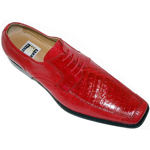 David Eden  "Gaston" Red Genuine Crocodile/Lizard Shoes